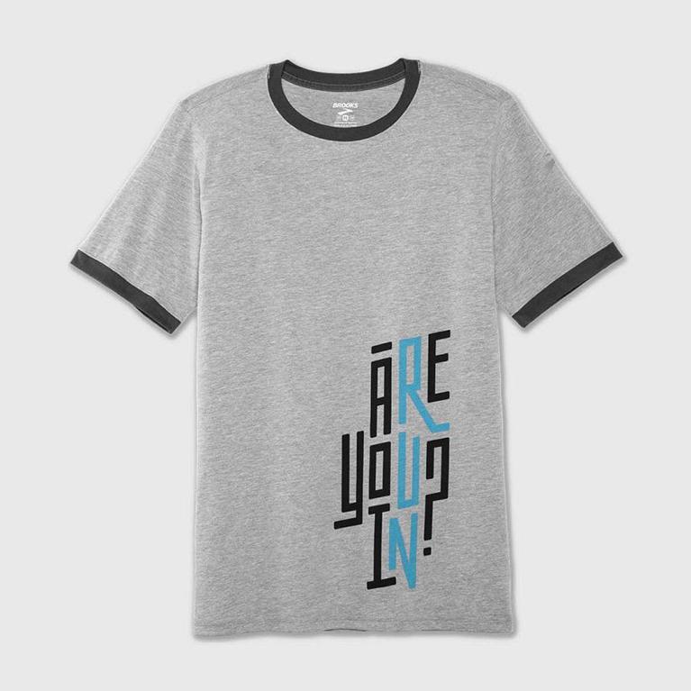 Brooks Run Happy Graphic Herren T-Shirts - Grau (BJZSQ8574)